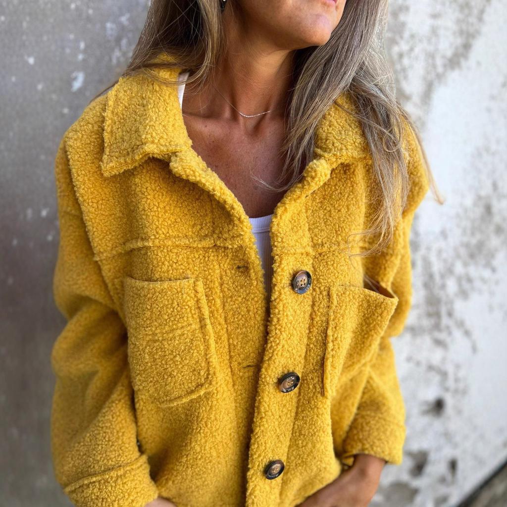 Herbst- und Winter-Lammwoll-Damen-Kaschmirjacke, Einhand-Tasche, einreihige lässige Mode-Strickjacke