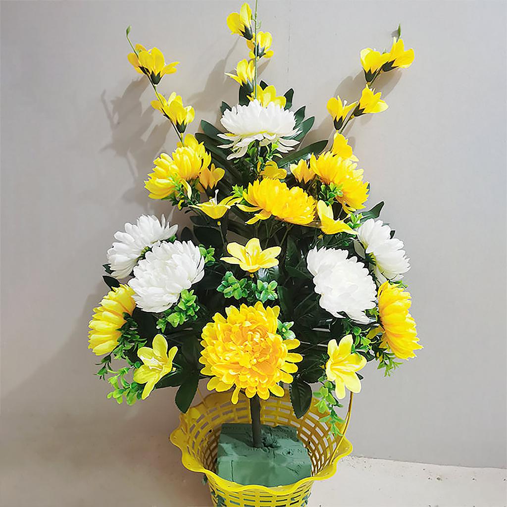 19 Head Chrysanthemum Sacrificial Tomb Flowers Artificial Flowers for Sacrifice and Tomb Sweeping White Yellow
