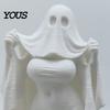 Female Ghost Halloween Decor 3D Printed Bride Statue Ornament, Figure Sculpture with Detailed Headscarf Decoration Stable Base, Decorative Minimalist