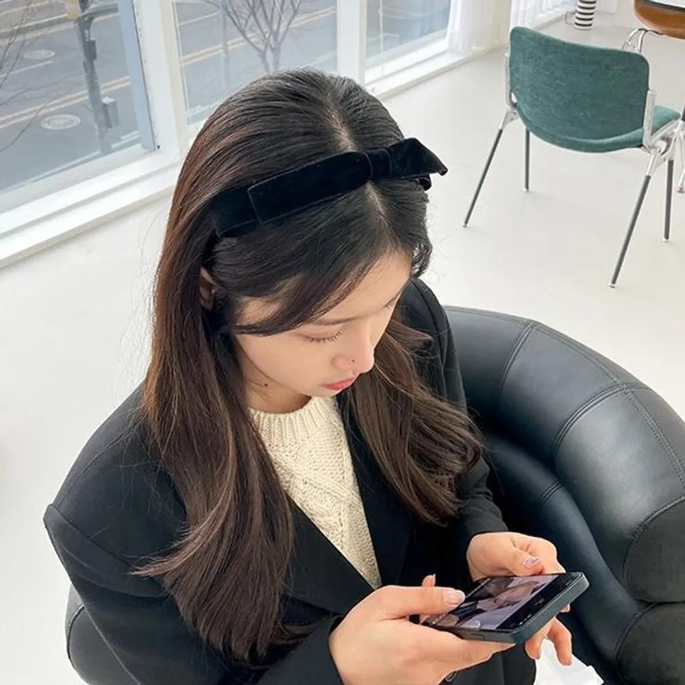 Black ribbon knot hairband (22HB012) Golji