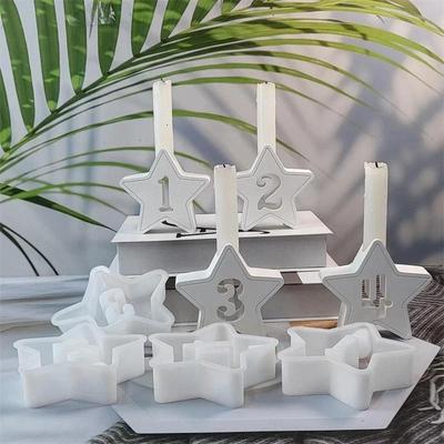 4Pcs Stars Number Handmade Creative Candle Holder Mold Ornaments Candle Holder Plaster DIY Silicone Moulds Accessories Molds