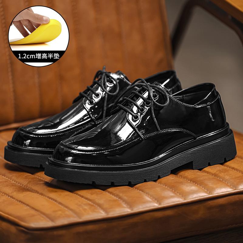 Men Patent Leather Chunky Platform Oxford Shoes Elevator Formal Dress Shoes Male Business Casual Plus Size Low Top Men's Shoe