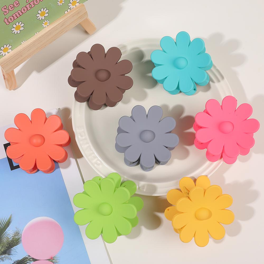 2023 New Chrysanthemum Matt Flower Plastic Hair Claw Clips Large Size for Women & Girls Thick Hair