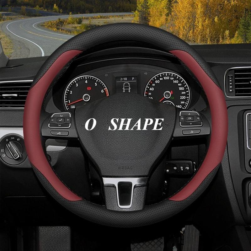 38cm Car Steering Wheel Cover Carbon Fiber Leather For 2017- Volkswagen Tiguan MK2 Passat B6 Arteon Touran Tiguan ID4 Etc