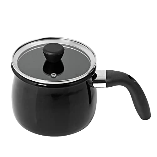 

PEARL METAL [BLKP] PEARL METAL Cook Pot, Multi-Potted Enamel, 16cm, 2.0L, with Glass Lid, Induction Compatible, Black, AZ-5174