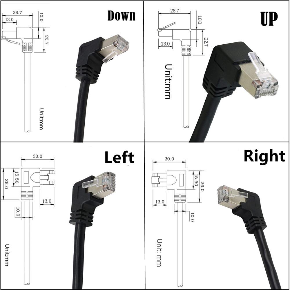 Right Angle 8Pin Screw Panel RJ45 Cable Panel Mount Extension Cable Ethernet LAN Cord Network Wire