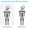 Linkstyle 10PCS 12mm Momentary Push Button Switch, Mini Round Pushbutton Switches with Pre-Wired, Waterproof, for Car Boat