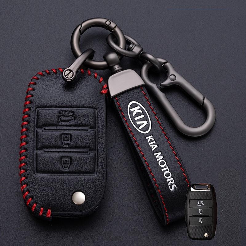

2026 Hot Car Sticker Leather 3 Buttons Car Key Cover Case For KIA RIO 3 K2 K3 K4 K5 Sportege Picanto Optima Soul Ceed Sorento Fo