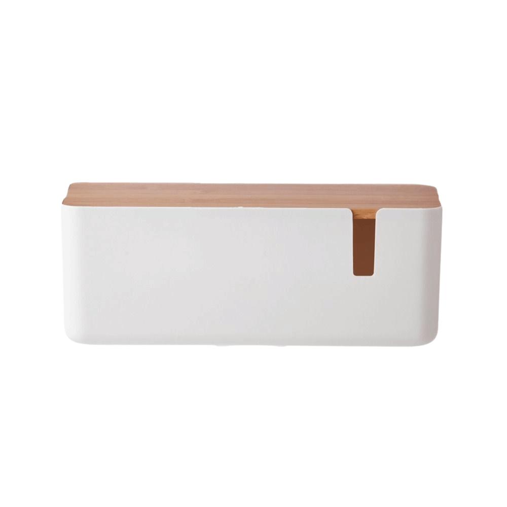 With Wooden Lid Desk Power Cable Box Storage Bin Power Wire Case Power Cord Case  Charger