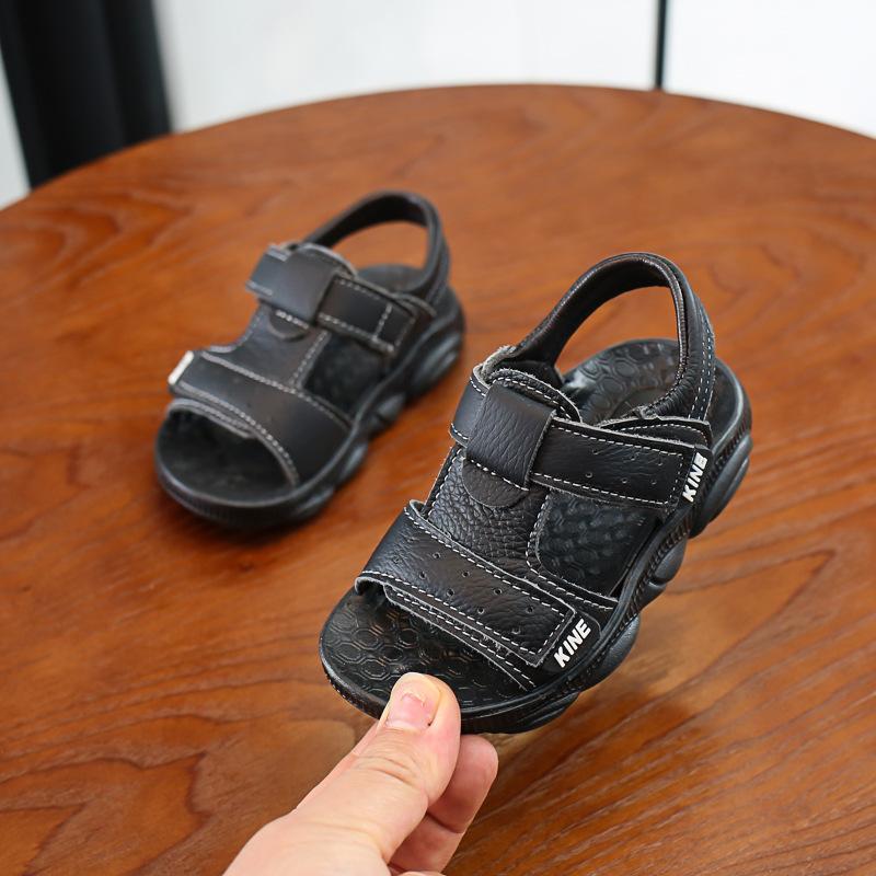 Children's foreign trade sandals 2025 summer new beach sandals boys genuine leather cowhide breathable comfortable flat sandals