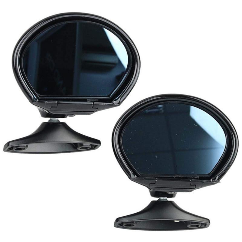 California Style Classic Car Door Wing Side View Mirrors Black Shell Blue Glass