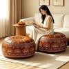 Round Shape Fillable Ottoman Pouf PU Leather Round Pouf Cover New Floor Seat Cushion  Home Use