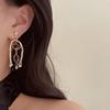 French Retro Art Abstract Style Drop Earrings for Women Fashion Asymmetrical Design Korean Version Personality Earrings Jewelry