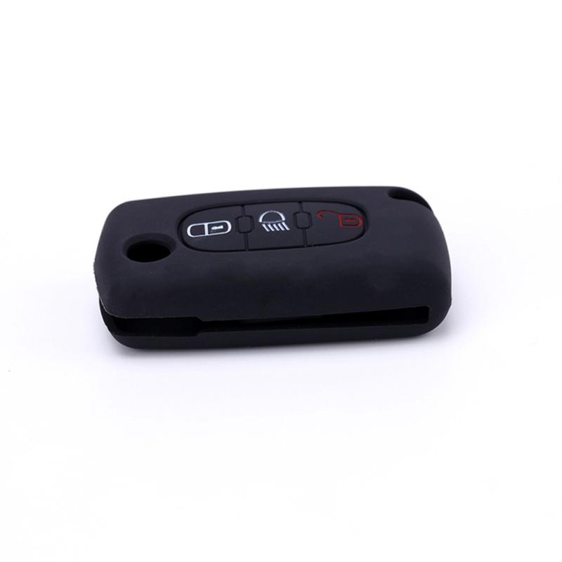Noir PinShang Pliant 3 Porte-Cl/és Couvercle Silicone pour Citroen C2 C3 C4 C5