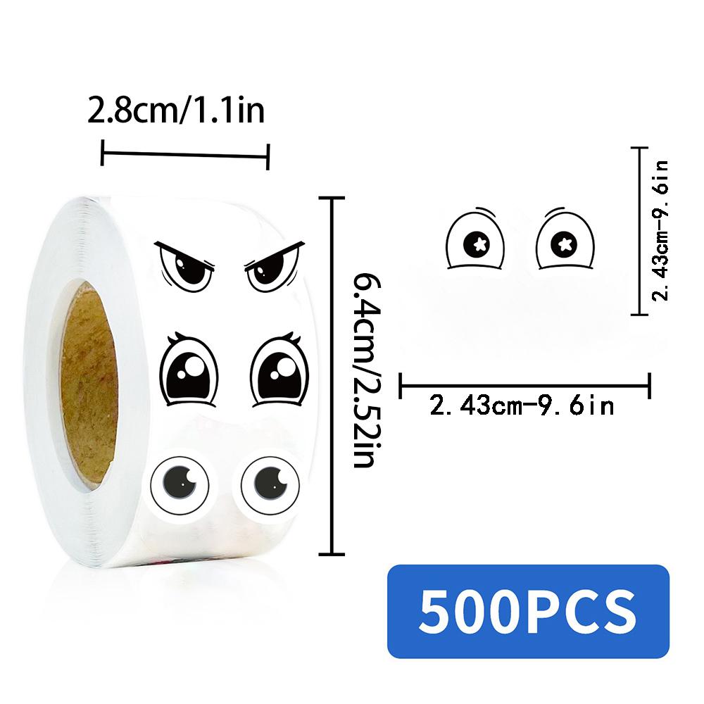 500Pcs/roll Small Expression Eyes Cartoon Stickers Cute Gaze Phone Cafe Aesthetic Streetwear Graffiti Bicycle Sticker