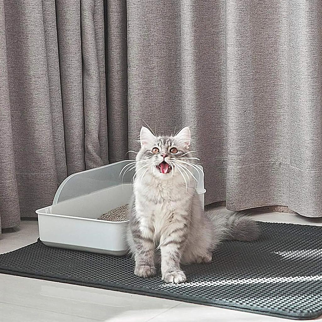 EVA Double Layer Cat Litter Mat Waterproof Urine Proof Trapping Mat Washable Easy to Clean Non-Slip Cat Litter Scratch Pad