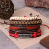 Armband Vintage gewebtes Manschettenarmband, klassisches Herren-Lederarmband, mehrschichtig