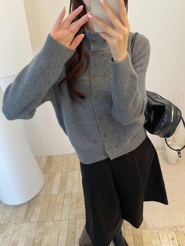 Women's Winter Japanese Style Loose Double-Breasted Knit Cardigan