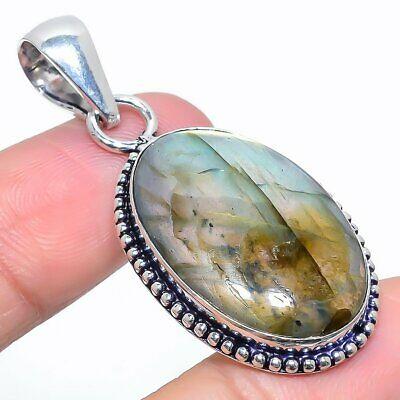 

Natural Labradorite Gemstone Handmade 925 Sterling Silver Pendant 1.97 J9N57