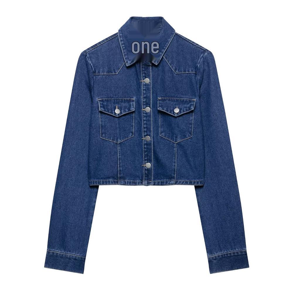 

Женский джинсовый комплект с поясом на весну/лето 2025 года: куртка и длинные брюки Medium темно-синий