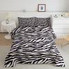 Zebra Print Bedding Set, Striped Zebra Animal Print Decorative Quilted 3 Piece Comforter Cover With 2 Pillow Shams, King Size