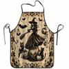 1pc Witch with Pumpkins And Black Cats Printed Sleeveless Polyester Apron for Home Kitchen Baking, for Halloween