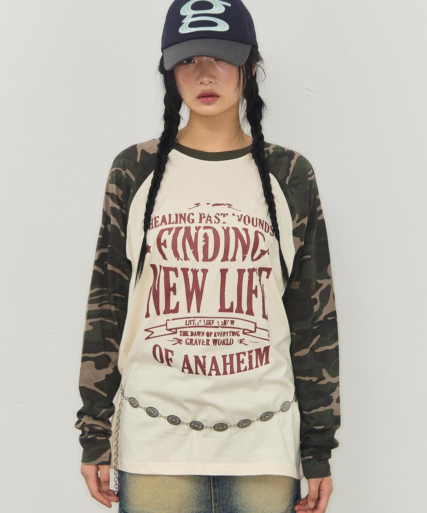 GRAVER [Unisex] New Life Camo Raglan Long Sleeve T-Shirt_Cream