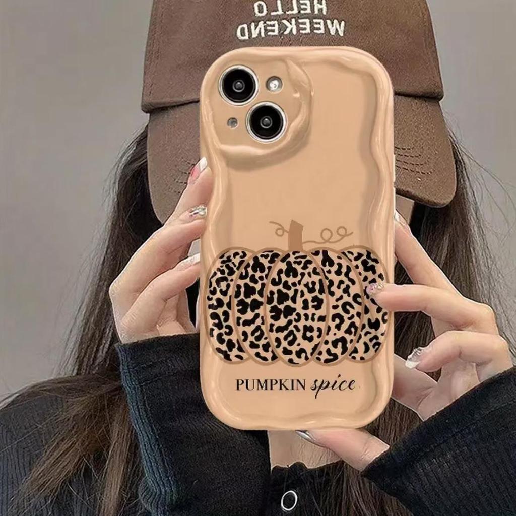 Kürbis Handyhülle mit Leopardenmuster für iPhone 17 Pro Max/16/15/14/13 Pro - Europäisches & Amerikanisches Design
