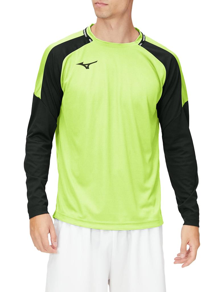 Mizuno PRO Field Long Soccer Size L Shirt, Sleeve, Moisture-Wicking, Quick-Drying, Wear, Neolime, (P2MA2506)
