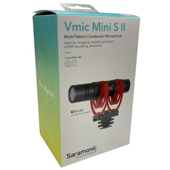 Saramonic VmicMiniS II Multi-Pattern Condenser Microphone, ASMR Compatible, with Rycote Shock Mount