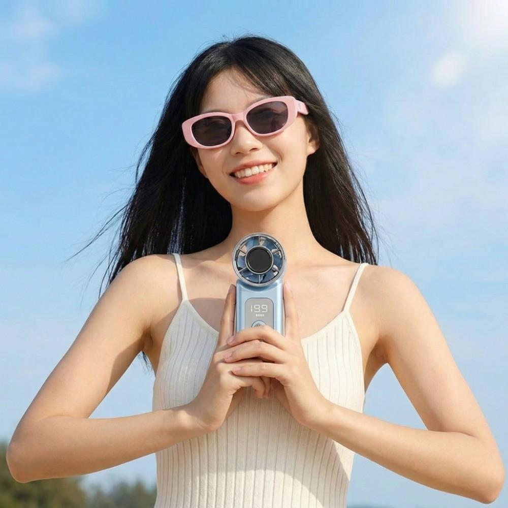 High Speed Handheld Turbo Fan LED Display Small Electric Fan Portable Mini Fan  Travel