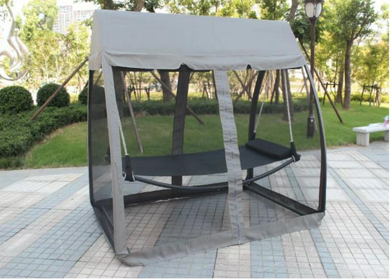 In-Stock Outdoor Hanging Swing Chair: Waterproof Wrought Iron Reclining Rocker for Balcony, Courtyard, or Garden