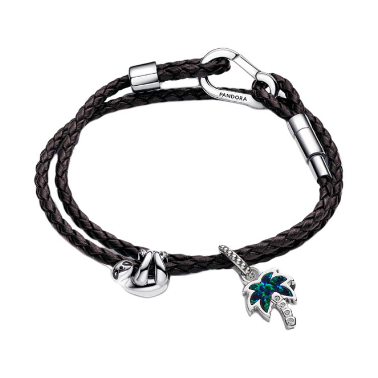 

Pandora Coconut Tree Decoration 925 Silver Bracelet Women Bracelet Black ZT2991 Box