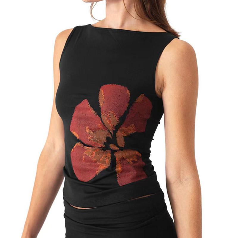 2026 Neue Mode Damen Crop Tanktops Eng Anliegend Blumenprint U-Boot-Ausschnitt Ärmellos Sommeroberteile für Party Club
