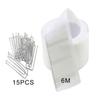 6 Meter Curtain Pleating Tape White Pleater Tape with 15Pcs 4 Prongs Curtain Pleat Hooks Clips for Making Home Decors