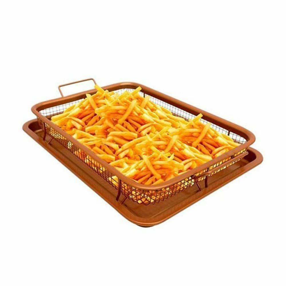Colander Detachable Stainless Steel Fries Food Oven Mesh Baking Tray Oil Strainer Frying Basket