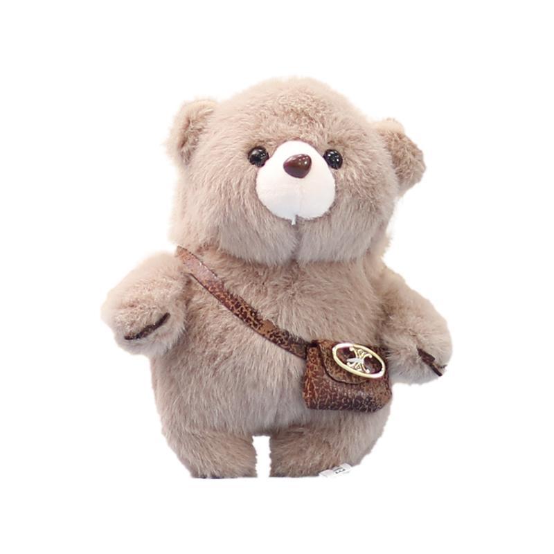 Cute Bear Plushie Backpack with Keychain Charm - Perfect Gift for Girls
