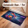 City Cyberpunk Theme Crystal Velvet Floor Rug Personalized Custom Name Text Warm Carpet Home Decoration