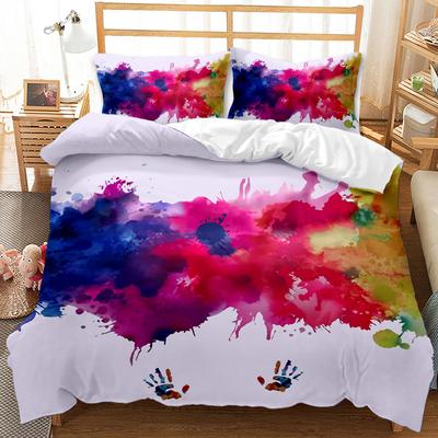 Abstract Duvet Cover Set Watercolour Painting Colourful Comforter Cover King Queen Size for Boys Girl Teen Polyester Bedding Set