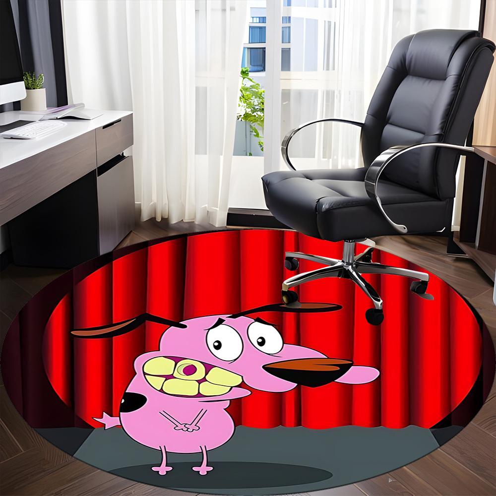 1pc Courage the Cowardly Dog Office Round Area Rug, Under Office Chairs Bedroom Living Room Home Decor, Room Decoa1016086