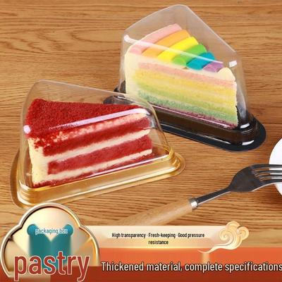 A03 Dreieckige Kuchenbox für 6-Zoll/8-Zoll Mousse-, Mille-feuille- und Durian-Gebäcke - Transparente Einwegverpackung