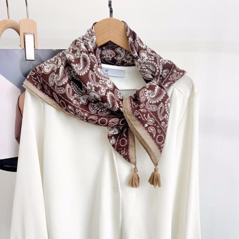 Vintage Tassel Square Scarf Women S Versatile Elegant Shawl