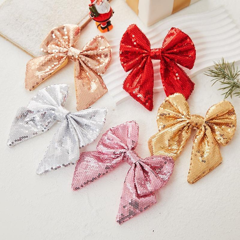 Christmas Pearlescent Sequins Bow DIY Handicrafts Christmas Tree Scene Arrangement Pendant Decoration Christmas Drop Ornaments