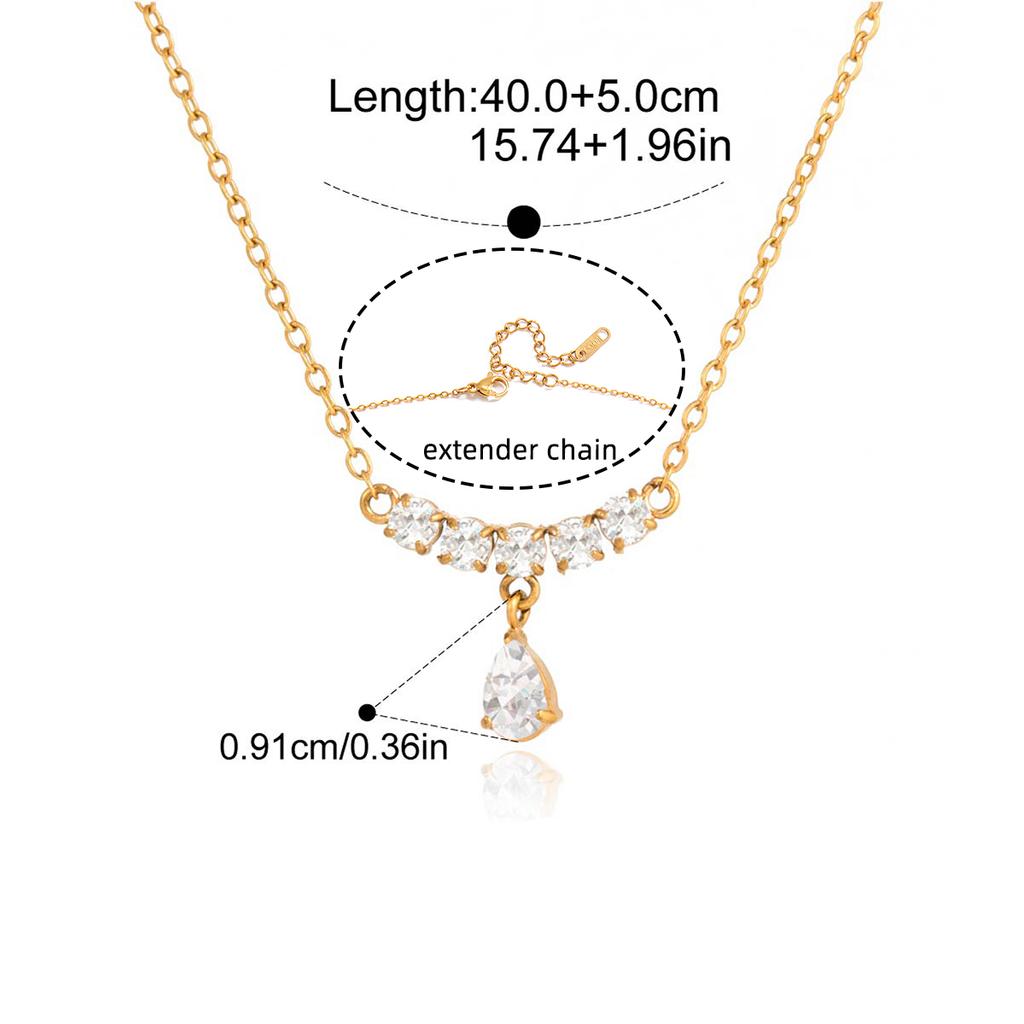 Yori Wodoodporny Stal Nierdzewna Biały Łza Cyrkonia Kübik Naszyjnik z Łańcuszkiem O Modna Biżuteria Bijoux Femme