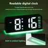 LED Digital Alarm Clock Bedside Alarm Clock Large Number Display Boarderless Wall-mounted Clock Multifunctional for Home Office