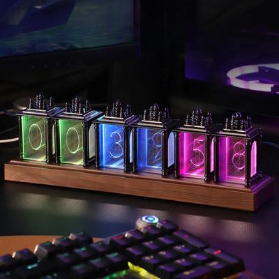 Luxury Mini Desk Clock LED Silent Retro Minimalist Metal Nordic Nixie Clocks Unique Alarm Table Clock Cute Elegant Bedroom Watch Home Decoration