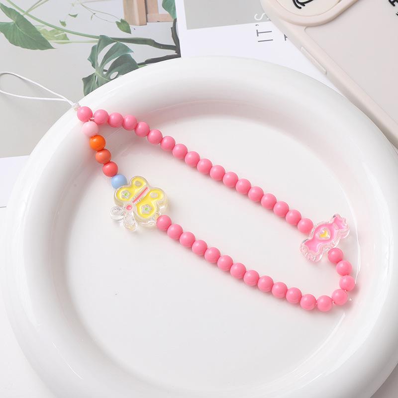 Pearl Bow Beaded Mobile Phone Lanyard Keychain Pendant Accessory