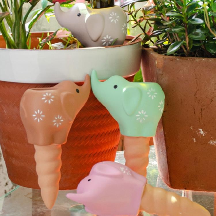 4Pcs Self Watering Spikes Elephant Terracotta Watering Stakes Devices Vacation