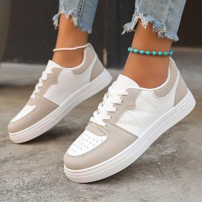 2025 Spring Girls’ Trendy Casual White Sneakers - Women’s Thick-Soled All-Match Student Shoes