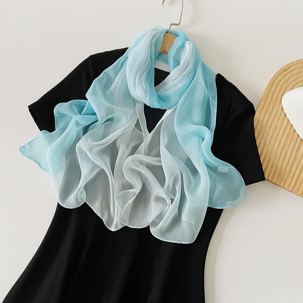 Spring And Summer Satin Long Scarf For Women Sunscreen Shawl Fashionable Beauty Scene Satin Long Scarf Versatile Travel Scarf